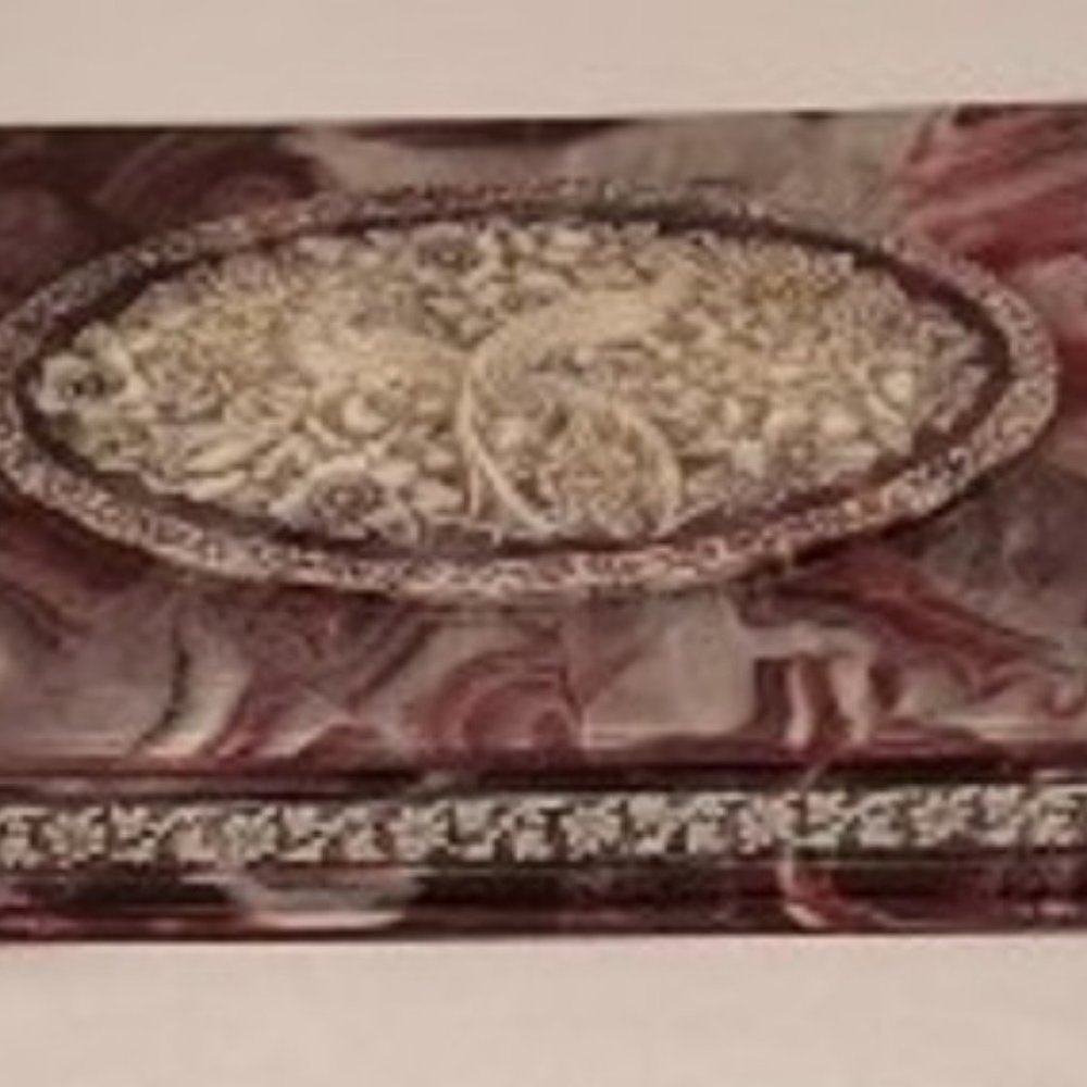 VTG Large Somans Jewelry box Genuine Incolay Stone  made USA - Picture 2 of 16